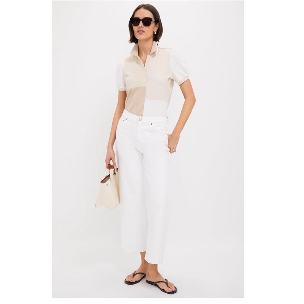 Tuckernuck Sandstone Colorblock Pique Puff Sleeve Peggy Polo Size XL